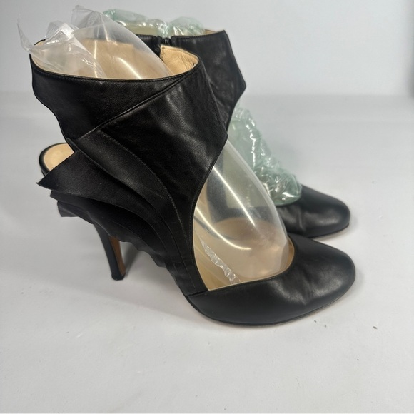 Max Kibardin Black Winged Soft Lamb Leather Heels - Size 38.5 Designer Womens - Picture 3 of 13